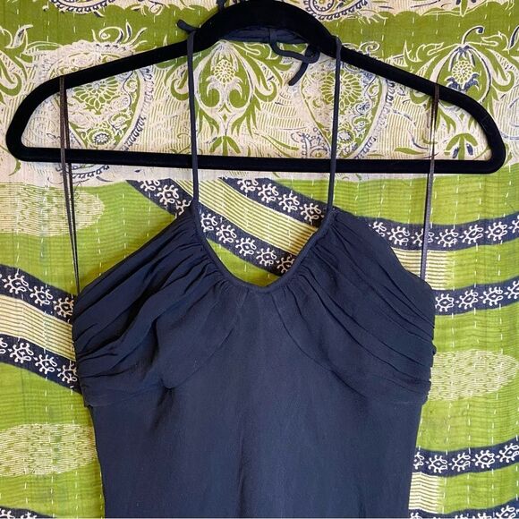 Express Black %100 Silk Halter Top Cocktail Dress Size 6 - Picture 2 of 14